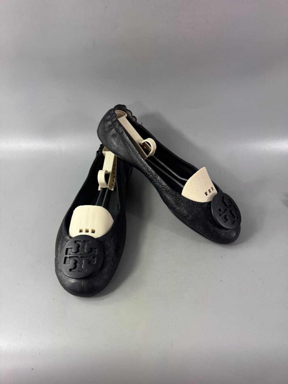 Tory Burch Minnie Travel Black Soft Leather Ballet Flats, Size 10M